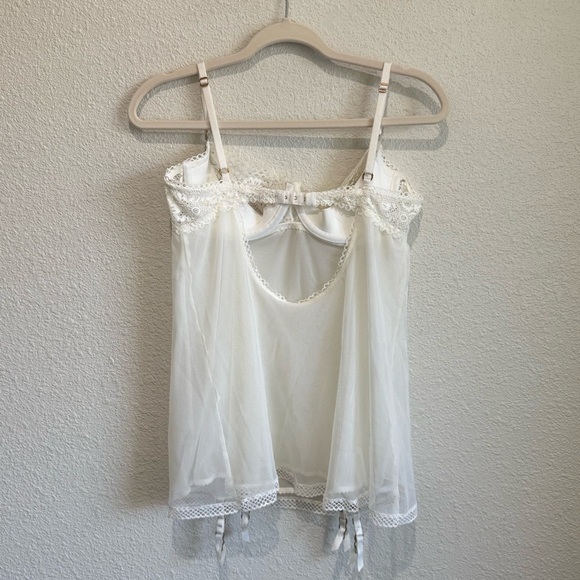 Victoria's Secret Y2K White Chemise Corset Top Slip Mesh Lace Babydoll Fairy L - Picture 10 of 11